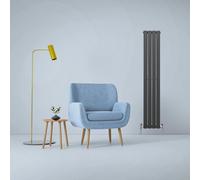 Designer Radiators 160 x 28cm Flat Panel Modern Central Heating Anthracite Grey Vertical Column Double Panel Wall Mounted Slimline Kitchen Living Room Bathroom Commercial Cleaning Brush & Fixing Kit