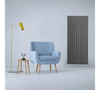 Designer Radiators 160 x 70cm Flat Panel Modern Central Heating Anthracite Grey Vertical Column Double Panel Wall Mounted Slimline Kitchen Living Room Bathroom Commercial Cleaning Brush & Fixing Kit