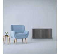Designer Radiators 60 x 119cm Flat Panel Modern Central Heating Anthracite Grey Horizontal Column Double Panel Wall Mounted Slimline Kitchen Living Room Bathroom Commercial Cleaning Brush & Fixing Kit