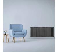 Designer Radiators 60 x 140cm Flat Panel Modern Central Heating Anthracite Grey Horizontal Column Double Panel Wall Mounted Slimline Kitchen Living Room Bathroom Commercial Cleaning Brush & Fixing Kit