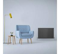 Designer Radiators 60 x 91cm Flat Panel Modern Central Heating Anthracite Grey Horizontal Column Double Panel Wall Mounted Slimline Kitchen Living Room Bathroom Commercial Cleaning Brush & Fixing Kit