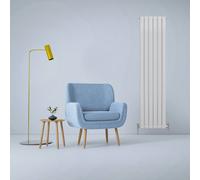 Designer Radiators 180 x 42cm Flat Panel Modern Central Heating Gloss White Vertical Column Double Panel Wall Mounted Slimline Kitchen Living Room Bathroom Commercial Cleaning Brush & Fixing Kit