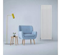 Designer Radiators 180 x 56cm Flat Panel Modern Central Heating Gloss White Vertical Column Double Panel Wall Mounted Slimline Kitchen Living Room Bathroom Commercial Cleaning Brush & Fixing Kit