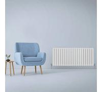 Designer Radiators 60 x 140cm Flat Panel Modern Central Heating Gloss White Horizontal Column Double Panel Wall Mounted Slimline Kitchen Living Room Bathroom Commercial Cleaning Brush & Fixing Kit
