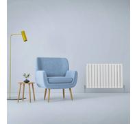 Designer Radiators 60 x 91cm Flat Panel Modern Central Heating Gloss White Horizontal Column Double Panel Wall Mounted Slimline Kitchen Living Room Bathroom Commercial Cleaning Brush & Fixing Kit