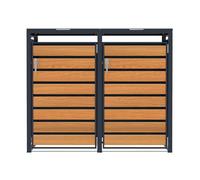 Monstershop Double Wheelie Bin Metal Storage - Anthracite & Wood In Grey Grey