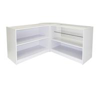 MonsterShop Draco Shop Counter Cabinets & Retail Display Glass Showcase Set, Maple, Melamine MDF White