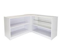 MonsterShop Draco Shop Counter Cabinets & Retail Display Glass Showcase Set, Maple, Melamine MDF White