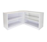 MonsterShop Draco Shop Counter Cabinets & Retail Display Glass Showcase Set, Maple, Melamine MDF White