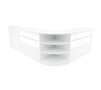 White Shop Counter Set Eclipse LED Light C1200 LM60 TB60 120cm 60cm W Lockable Sliding Doors Keys Retail Storage Units Till Block Glass Display Showcase Cabinet Corner Clothing Jewellery Store Shelves