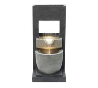 Cascading Outdoor Water Feature Electric Garden Fountain Cement Grey 2 Warm White LEDs Light IP44 Plug-In Pump 7m Cable Statue Straight Waterfall Home Patio Decor Cascade Springs FREE Cleaning Brush