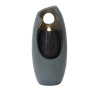 Cascading Outdoor Water Feature Electric Garden Fountain Cement Grey 1 Warm White LED Light IP44 Plug-In Pump 7m Cable Statue Straight Waterfall Home Patio Decor Radiant Falls FREE Cleaning Brush
