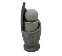 Cascading Outdoor Water Feature Electric Garden Fountain Cement Grey Warm White LED Light Plug-In Pump 7m Cable Statue Straight Waterfall Home Patio Decor Zen Cascade FREE Cleaning Brush
