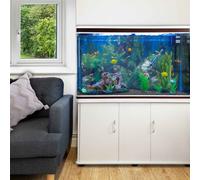 MonsterShop Fish Tank Aquarium, Filter, Heater & Stand, 4ft, 300L, White, 120.5cm x 143.5cm x 39cm White