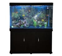 Monster Shop Aquarium Fish Tank and Cabinet With Complete Starter Kit - Black Tank and Blue Gravel, Black