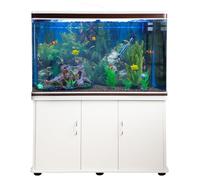 MonsterShop Fish Tank Aquarium & Starter Accessories, White Cabinet Natural Gravel, 4ft 300L White