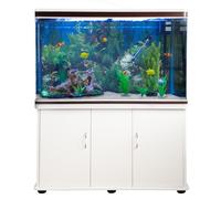 Monster Shop Aquarium Fish Tank and Cabinet With Complete Starter Kit - White Tank and White Gravel, White