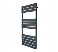Vertical Towel Radiator Designer Flat Panel 1200mm x 500mm Bathroom Heated Rail Matt Anthracite Grey Central Heating Ladder Heater Wall Mounted Carbon Steel FREE Cleaning Brush Fixing Kit & Brackets