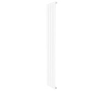 Flat Single Column Radiator 1600mm x 280mm Modern Designer Single Panel Central Heating Heater Gloss White Carbon Steel Vertical Kitchen Living Room FREE Cleaning Brush Fixing Kit & Brackets