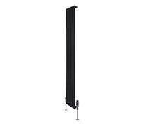MonsterShop Flat Single Column Radiator 1600mm X 280mm & Trv Chrome Valves - Black