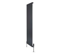 MonsterShop Flat Single Column Radiator 1600mm X 420mm Trv Chrome Valves - Anthracite Grey