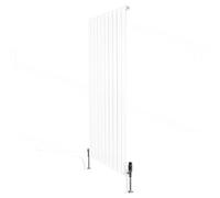 Flat Single Column Radiator 1600mm x 700mm & TRV Chrome Valves Modern Designer Single Panel Central Heating Heater White Carbon Steel Vertical FREE Cleaning Brush Fixing Kit & Brackets