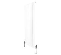 Flat Single Column Radiator 1600mm x 700mm & TRV Chrome Valves Modern Designer Single Panel Central Heating Heater White Carbon Steel Vertical FREE Cleaning Brush Fixing Kit & Brackets