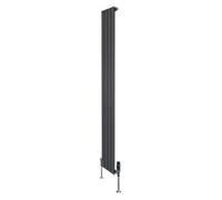 Flat Single Column Radiator 1800mm x 280mm & TRV Chrome Valves Modern Designer Single Panel Central Heating Heater Anthracite Grey Carbon Steel Vertical FREE Cleaning Brush Fixing Kit & Brackets