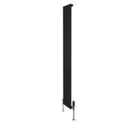 MonsterShop Flat Single Column Radiator 1800mm X 280mm & Trv Chrome Valves - Black