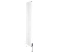Flat Single Column Radiator 1800mm x 420mm & TRV Chrome Valves Modern Designer Single Panel Central Heating Heater White Carbon Steel Vertical FREE Cleaning Brush Fixing Kit & Brackets