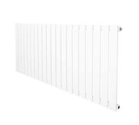 Flat Single Column Radiator 600mm x 1400mm Modern Designer Single Panel Central Heating Heater Gloss White Carbon Steel Horizontal Kitchen Living Room FREE Cleaning Brush Fixing Kit & Brackets
