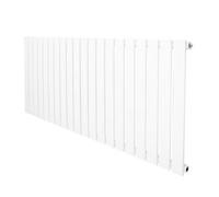 Flat Single Column Radiator 600mm x 1400mm Modern Designer Single Panel Central Heating Heater Gloss White Carbon Steel Horizontal Kitchen Living Room FREE Cleaning Brush Fixing Kit & Brackets