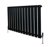 MonsterShop Flat Single Column Radiator 600mm X 910mm & Trv Chrome Valves - Black