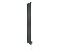 MonsterShop Flat Single Column Radiator 1600mm X 280mm & Trv Chrome Valves - Anthracite Grey