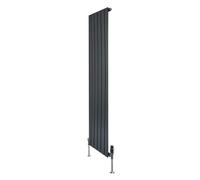 Monstershop Flat Single Column Radiator & Valves - 1600mm x 420mm - Anthracite Grey