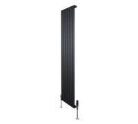 Monstershop Flat Single Column Radiator & Valves - 1600mm x 420mm - Black Monstershop Black