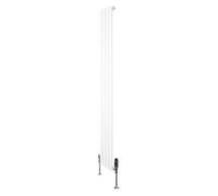 Flat Single Column Radiator 1800mm x 280mm & TRV Chrome Valves Modern Designer Single Panel Central Heating Heater White Carbon Steel Vertical FREE Cleaning Brush Fixing Kit & Brackets
