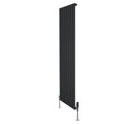 Monstershop Flat Single Column Radiator & Valves - 1800mm x 560mm - Black