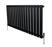 Monstershop Flat Single Column Radiator & Valves - 600mm x 1190mm - Black