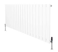 MonsterShop Flat Single Column Radiator 600mm X 1400mm & Trv Chrome Valves - White