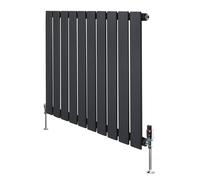 Monstershop Flat Single Column Radiator & Valves - 600Mm X 700Mm - Anthracite Grey Grey One Size