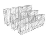 MonsterShop Gabion Baskets 100 x 95 x 30 cm - 6 Pack - Silver