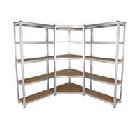MonsterShop Galwix 90cm Racking Bundle Corner Shelving & 2 Garage Racking Bays
