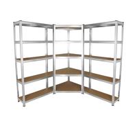 Monster Racking Galwix 90Cm Racking Bundle: Corner Shelving And 2 Garage Racking Bays, Silver