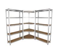Monster Racking Galwix 90Cm Racking Bundle: Corner Shelving And 2 Garage Racking Bays, Silver