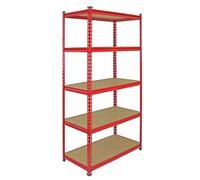 MonsterShop Garage Racking Shelving Storage Unit 360Kg Capacity Per Shelf 5 Tier Metal Shed Shelves Red 90Cm X 183Cm X 45Cm