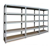3 x Q-Rax Garage Racking Unit Grey 120cm Wide 5 Tier Warehouse Shelving Bay