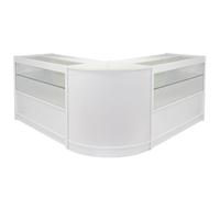 MonsterShop Gemini Shop Counters Set & Glass Retail Showcase Cabinet Display, Brilliant White