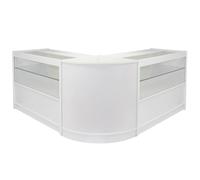 MonsterShop Gemini Shop Counters Set & Glass Retail Showcase Cabinet Display, Brilliant White