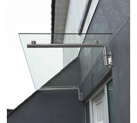 Stainless Steel Over Door Porch Balcony Shelter Awning 1440mm Wide Glass Canopy